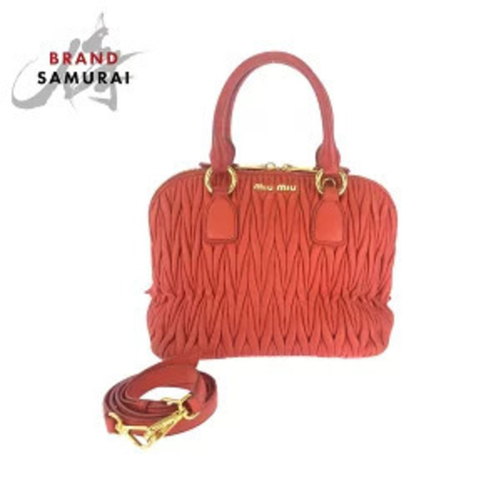 Miu Miu Matelasse Orange Leather Shoulder Bag Handbag